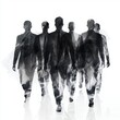 © Pornnapha - Mysterious Silhouettes of Businessmen Walking Together in a Foggy Urban Environment