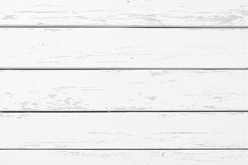 Wall Mural - Rustic white wooden planks with a worn texture, horizontal alignment on a neutral white background. Ideal as a background concept. Ai generative