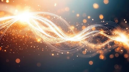 Wall Mural - galaxy abstract background idea. vibrant abstract light waves with sparkling bokeh effect on a dark 
