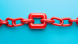 © Nova Sphere - Red Chain Links on Blue Background Concept of Connection, Teamwork, and Unity