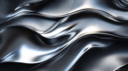 Wall Mural - abstract silver waves: a study in metallic flow and texture