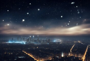 Wall Mural - sky night starry city view panoramic