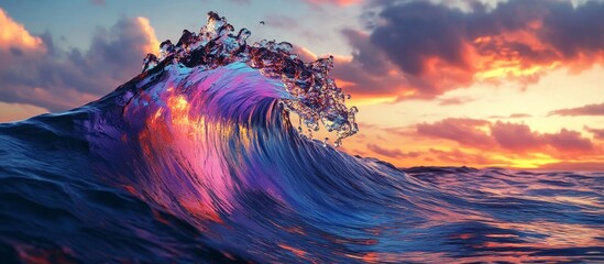 Canvas Print - Vibrant ocean wave at sunset. (2)