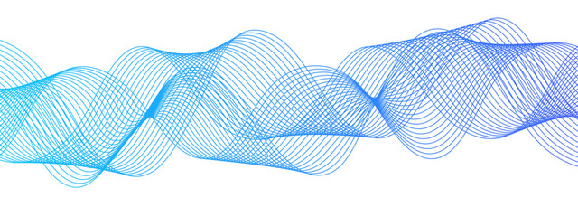 Fototapete - Abstract Blue Gradient Wavy Lines with Dynamic Flowing Design. Modern Minimalist Background for Creative Projects and Digital Art. Modern stream wave background and wave curve lines