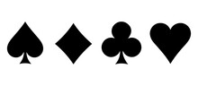 Four suits of playing cards on white background.