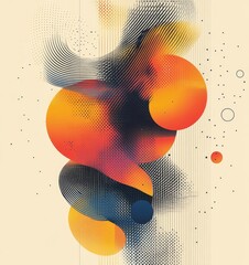 Canvas Print - Abstract Digital Design with Fluid Lines and Geometric Shapes, Generative AI