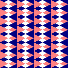 Pink and blue seamless triangle diamond pattern with triangles, seamless abstract geometric horizontal strip pattern repeat style. replete image design for fabric printing, diamond pattern