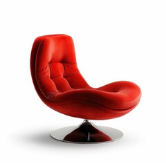 red armchair isolated on white, Colored bright red chairs on a white background. Retro style minimalism design for advertising, presentations. Copy space