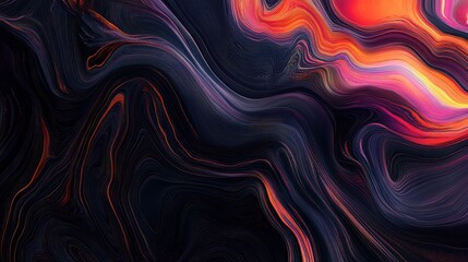 Wall Mural - abstract colorful lines flowing across a dark background