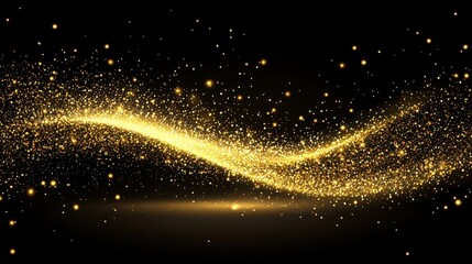 Wall Mural - golden glitter effect with soft glowing lights scattered on a dark background