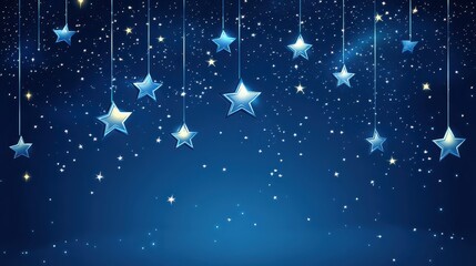 Wall Mural - dark blue space-themed background with stars scattered across the sky