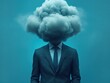 © best - Surreal businessman with cloud head in blue suit illustrating burnout and mental load