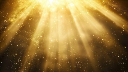 Wall Mural - Abstract light rays in golden hues streaming from the top, creating depth