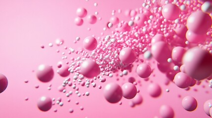 Wall Mural - abstract representation of pink and white spheres against a soft pink background.