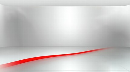Poster - A minimalist white room with a smooth red line on the floor, suggesting modern design.