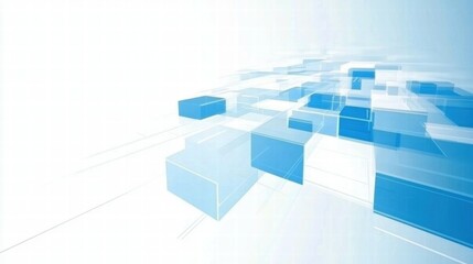 Aufkleber - Abstract blue cubes floating in a light background, suggesting depth and technology.