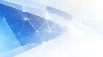 Fototapete - Abstract blue geometric design with connected lines and light effects.