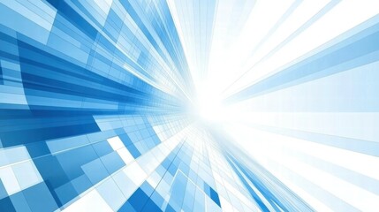 Aufkleber - Abstract blue and white geometric pattern with light rays emanating from a central point.