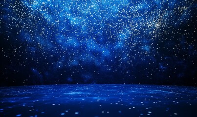 Wall Mural - dark blue background with glittering particles.