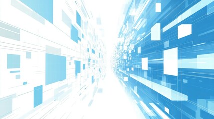 Aufkleber - Abstract digital design with blue and white geometric shapes creating a sense of motion.