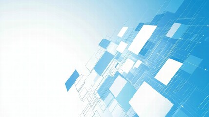 Poster - Abstract blue background with geometric shapes for digital design or technology themes.