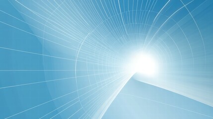 Poster - A bright, abstract design suggesting movement and light in a blue gradient.