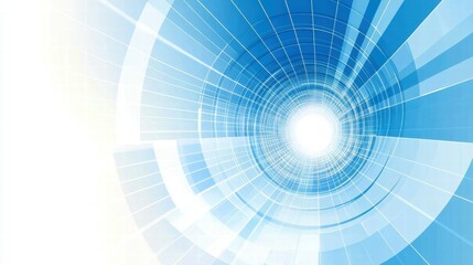 Fototapete - Abstract blue graphic design with radial lines converging towards a bright center.