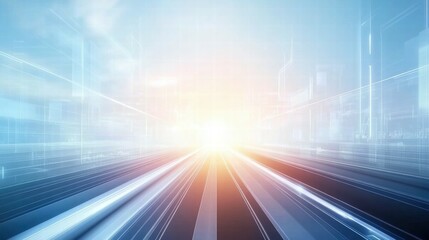 Poster - A futuristic abstract image depicting light streaks and a bright focal point.