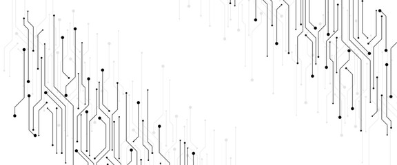 Leinwandbilder - Vector abstract technology on a white background. Technology black circuit diagram.