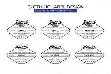 Wall Mural - Clothing Label Templates Featuring Various Sizes and Design Instructions