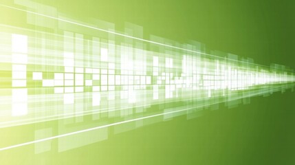 Fototapete - Abstract green background with light patterns and digital elements.