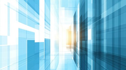 Fototapete - Abstract representation of modern architecture with a focus on light and transparency.