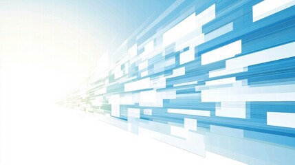 Fototapete - Abstract design with blue and white lines creating a sense of motion and depth.