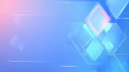 Fototapete - Abstract geometric shapes in gradient blue and pink background, suitable for digital design.