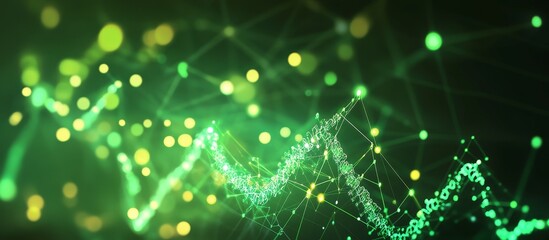 Poster - Abstract green glowing network mesh.