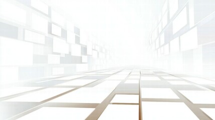Poster - A bright, abstract digital space with a grid-like pattern fading into the distance.