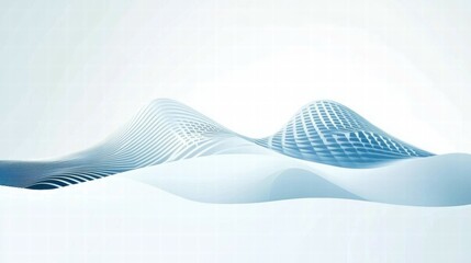Poster - Abstract waves in blue tones create a serene, modern landscape.