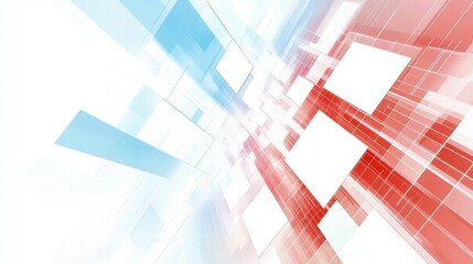 Aufkleber - Abstract digital background with blue and red geometric shapes.