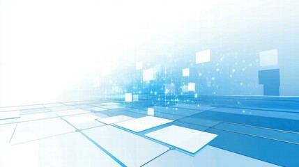 Aufkleber - Abstract blue digital background with geometric shapes and light effects.