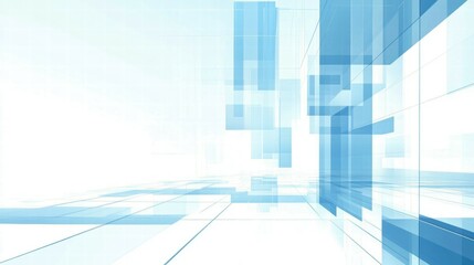 Aufkleber - Abstract blue geometric shapes create a modern, digital background.