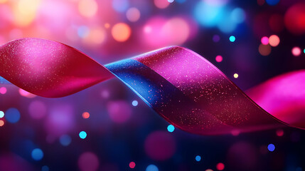 Canvas Print - a vibrant ribbon flows gracefully amidst a backdrop of colorful bokeh lights, creating a magical atm