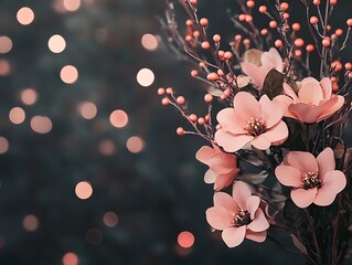 Wall Mural - valentine's day floral arrangement with soft bokeh pink lighting background