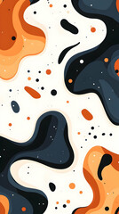 Wall Mural - Abstract Orange Black White Swirl Pattern Background Mobile Wallpaper Design.