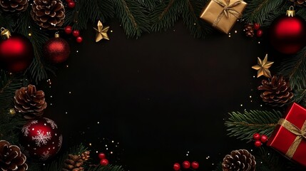 Wall Mural - Festive Christmas Background with a Dark Moody Aesthetic