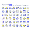 © bsd studio - Human resource management RGB color icons set. Hiring staff for business development. Talents recruitment. Isolated vector illustrations. Simple filled line drawings collection. Editable stroke