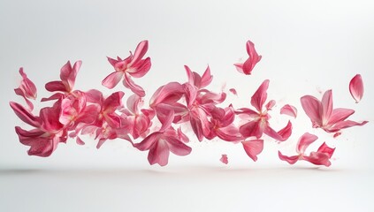 Wall Mural - Pink petals floating in air.