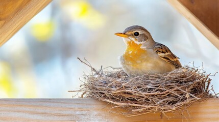 Wall Mural - A bird resting in its nest, showcasing the beauty of nature and wildlife.