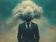 © Milana - Burnout Businessman in Blue Suit with Cloud Head Surrealism