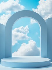 Poster - Sky view through minimalist archway.