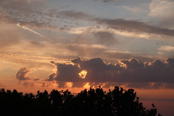 Wall Mural - Rose sunset and colorful clouds